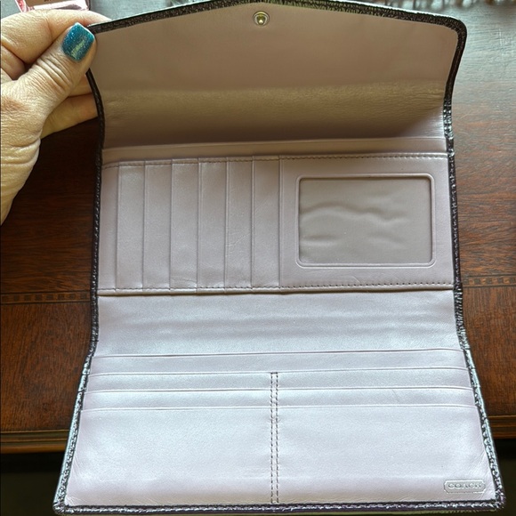 Coach Purple Signature Wallet with Metallic Accents - Picture 4 of 4